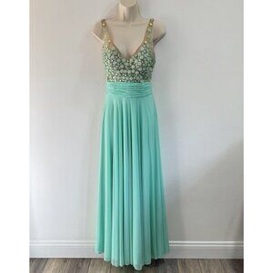 Vintage Y2K 90s Dress 6 Prom Homecoming Formal Jasmine Mermaid Beaded Turquoise